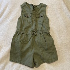 Old Navy Green Romper Short Outfit, Girls Size 5T, Linen Blend