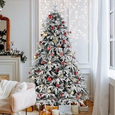 7Ft Pre-lit Artificial Christmas Tree Snow Flocked with 450 LED Lights Remote