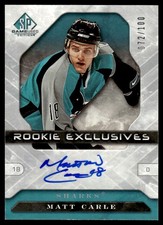 2006-07 SP Game Used Rookie Exclusives Autographs Matt Carle Auto 072/100 San