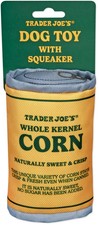 Trader Joe's Can of Corn DOG TOY with Squeaker Soft Pet Plush * NEW *