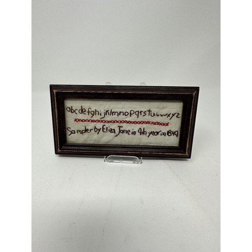 Antique Hand Embroidered Alphabet - From 1849 - Framed - Folk Art See Pics
