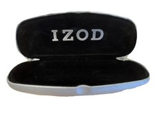 IZOD Sunglasses Hard Case Designer Clamshell Silver Textured Eyeglasses Nice