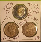 1906 P 1945 P 2006 S 3 Three Dime Barber Mercury Lot 90% Silver + Trip  Dimes PR