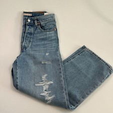 Levi's Premium Women Ribcage Straight Ankle Button Fly Jeans 29X27 Blue NWT