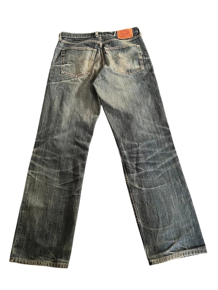 Vintage Levi’s 502 Dark Blue Leather Patch Jeans - Image 2 of 4