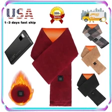 Electric Heated Winter Scarf Soft Fabric w USB Power Bank for Outdoor Activities
