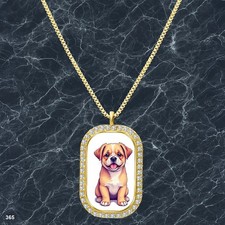 Stunning Cute Dog Puppy Pendant Necklace Picture Design Trendy Gold Tone Gold