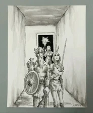 DUNGEONEERS original fantasy art drawing, mixed media, 8.5x11 inches rpg art