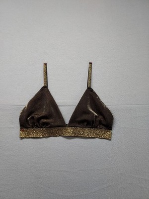 Colsie Women Bralette S Gold Glitter Wireless Adjustable Straps Stretch Comfort