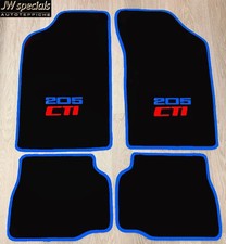 Autoteppiche Fußmatten für Peugeot 205 CTI Cabrio schwarz blau rot Velours 4tlg.