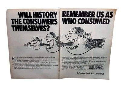 1979 Life Insurance Companies Vintage Print Ad Two Page Inflation