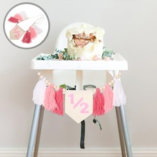 6 Months Birthday Decorations High Chair Banner Tassel Highchair