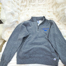 Russell Athletic UCLA Bruins Gray 1/4 Zip Pullover Sweatshirt, Size S