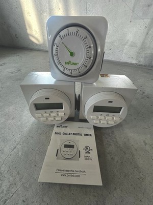 SET OF 2 BN-LINK 7 DAY HEAVY-DUTY DIGITAL PROGRAMMABLE TIMERS Plus Extra 1