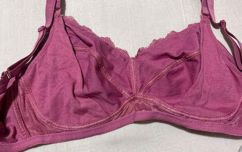 M&S NON WIRED, Cotton Mix Maternity Nursing T-shirt Bra In PINK Size 38C - Picture 8 of 11