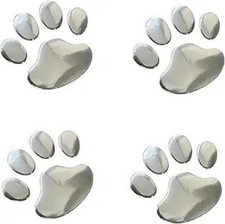 3D Dog Paw Footprint Sticker Decal Auto Car Emblem Decal Decoration Silver Colo