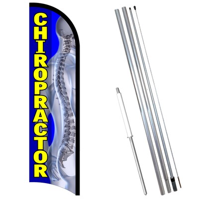 Chiropractor Premium Windless  Feather Flag Bundle (Complete Kit) OR Optional Re