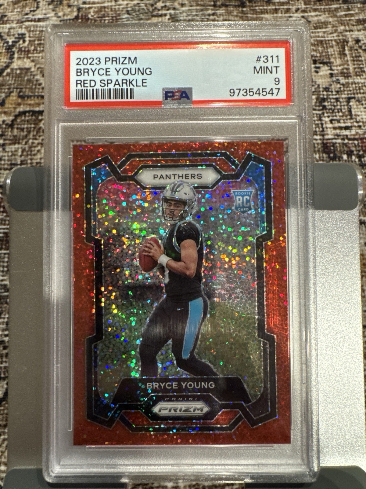 2023 Panini Red Sparkle Prizm #311 Bryce Young Panthers Rookie PSA 9 MINT