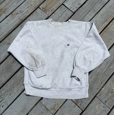 Vintage Champion Reverse Weave Crewneck Logo Embroidered Gray