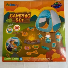 Pop up Play Tent with Camping Gear and Tools Set, Outdoor Toys for Kids
