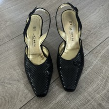 St. John Womens Black Sequin Buckle Pointed Toe Slingback Heels Size 7