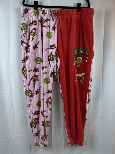 Women’s Pink The Grinch Fleece Joggers Size 2X 18W 20W Pockets