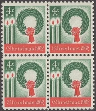 The First US Christmas Stamp  {block of 4} #1205