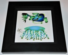 Jesus Fuertes Fish Art on Tile Framed, Limited Edition Print #1/25 ANGLERFISH #3
