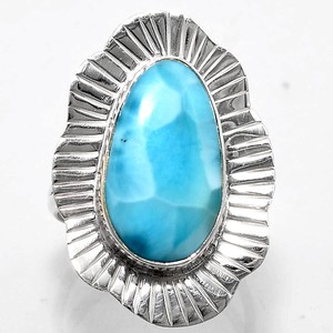Larimar-Dominican-Republic-925-Sterling-Silver-Ring-Jewelry-s-7-5-SDR37933