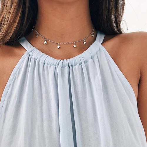Sterne Silber Oder Gold Stern Choker Halskette Kette Anhänger Schmuck → - Picture 6 of 19
