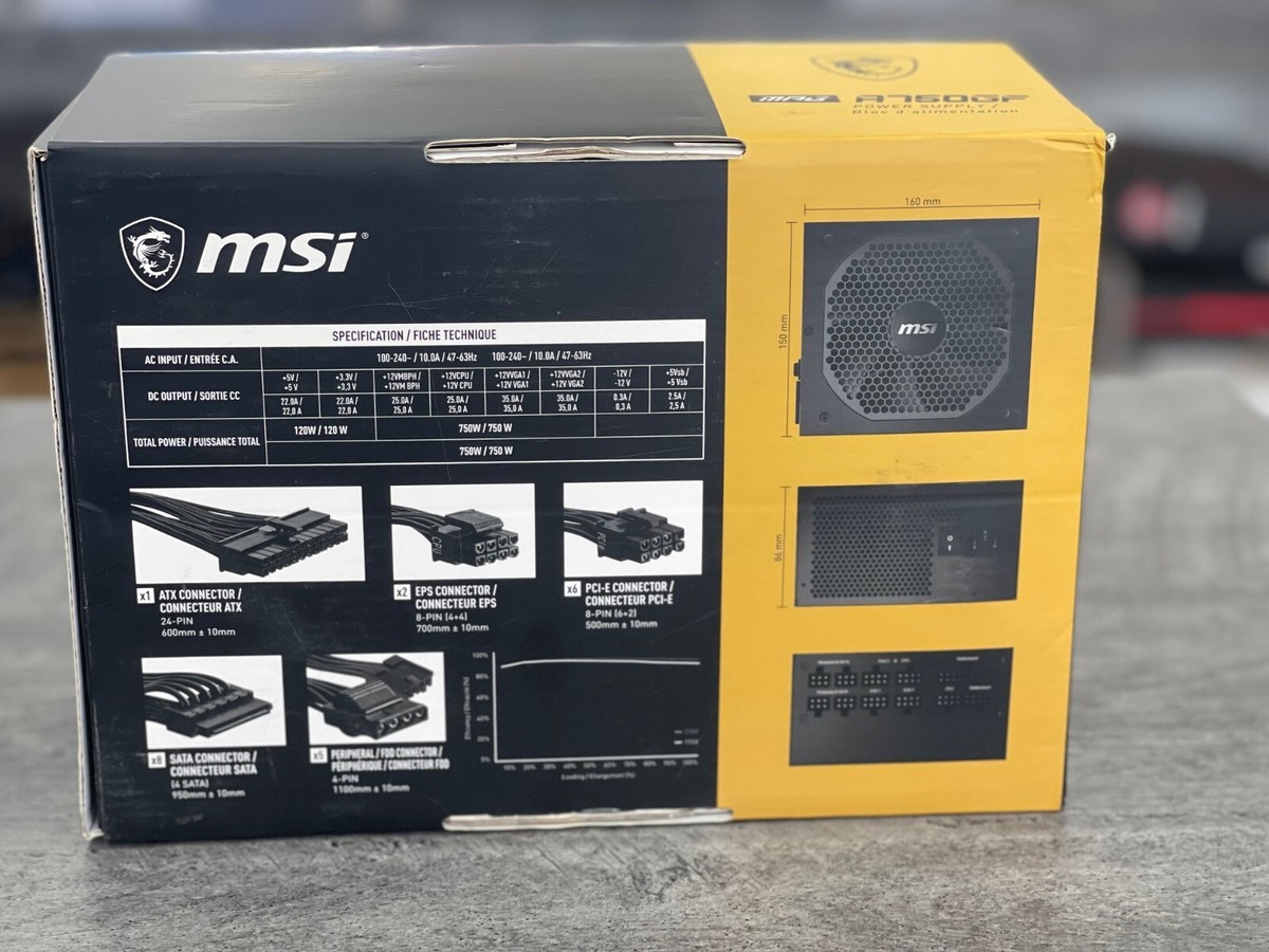 MSI MPG A750GF, 80 GOLD Full Modular Gaming PSU, Japanese