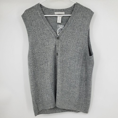 NWT Geoffrey Beene Super Soft Men's Heathered Grey Button Up V Neck Sweater Vest