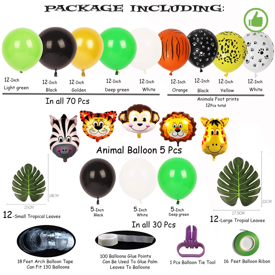 146 pc Jungle Safari Themed Birthday baby shower Party Balloons w/Tie Tool Set✨ - Image 2 of 4
