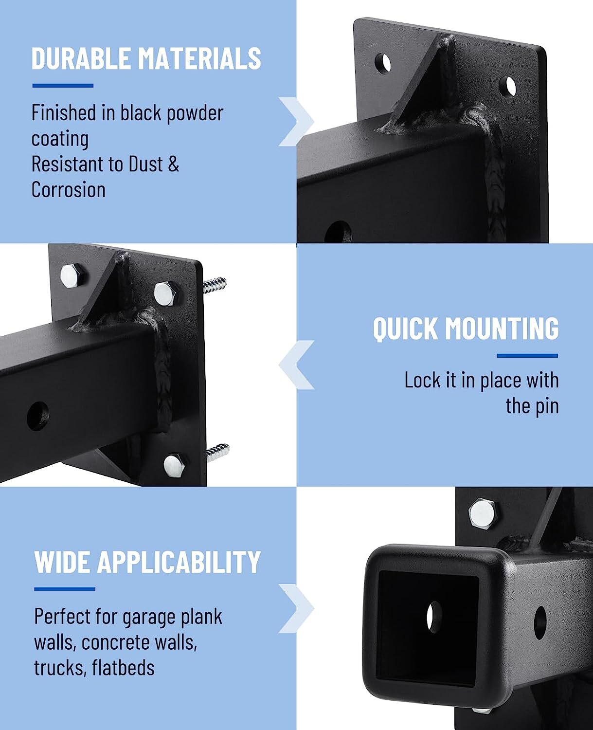 BoltOn Trailer Hitch Receiver Tube 2" Hitch Wall Mounted for Lawn