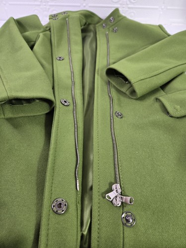 Benetton Made In Italy Green Wool Coat Retro Style Long Womens Size EU 40/ US 8 - Picture 13 of 22