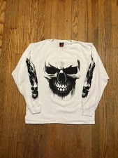 Y2K 2007 Hot Leathers Skull Ride Motorcycles Long Sleeve T-shirt Mens L