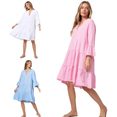 Damen Sommerkleid Strandkleid Musselin Maxikleid Midikleid Kleid Urlaubkleid - Bild 1 von 4