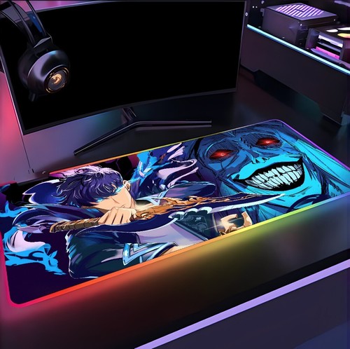 🔥 Solo Leveling XXL RGB Gaming Mouse Pad - Sung Jinwoo & Shadow Monarch! 🖱️ - Afbeelding 5 van 20