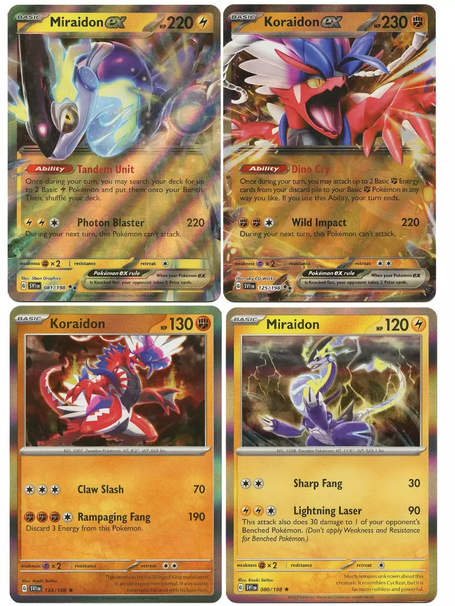 Pokemon Card Set Miraidon ex and Koraidon ex and Holos Scarlet