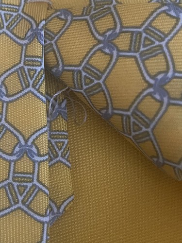 HERMES Silk TIE Necktie 7075 OA Geometric Design Authentic Yellow - Picture 7 of 8