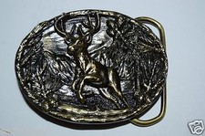 WOW Nice 1980s Small Deer Hunting Hunter Unisex 3D Belt Buckle Rare