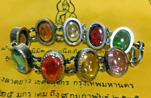 THAI AMULET Dragon Naga EYE 9 Color Silver Bangle Bracelet SEX BUDDHA TALISMAN