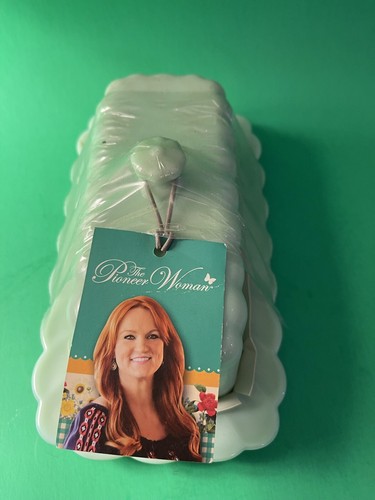 Pioneer Woman green jade color glass butter dish sealed w tag new