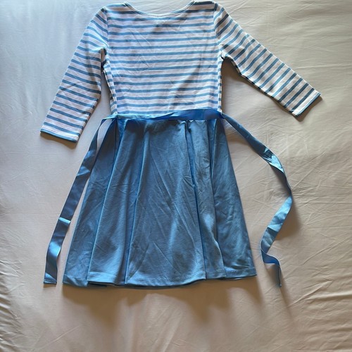 Polo Ralph Lauren Girls Blue White Long Sleeve Striped Fit And Flare Dress Sz XL - Picture 2 of 5