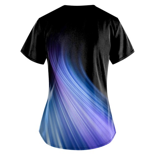 Women Plus Size Printed Scrub Working Uniform Tops V-Neck Short Sleeve T-Shirt5 - Picture 11 of 62
