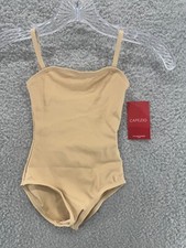 Capezio Girls Big Team Basic Camisole Leotard Nude Kids Size Small Beige