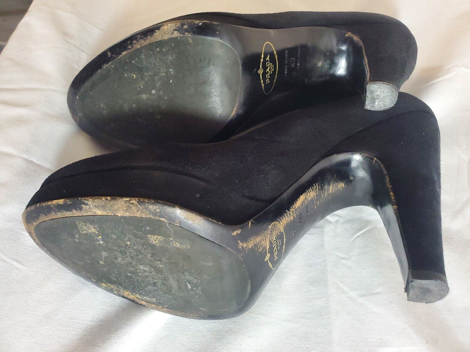 Prada Platform Heels Black Suede Peep Toe Pumps B… - image 7