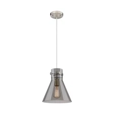 Innovations Newton Cone 1 Lt 10" Cord Pendant, SN/P Smoke - 410-1PM-SN-G411-10SM