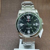 Casio MTP-1314D-1A Schwarzes Zifferblatt Edelstahl Rund Analog LäSsige Herrenuhr