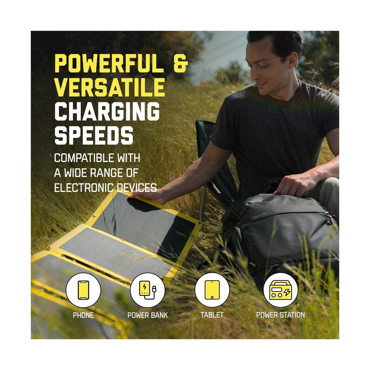 SunJack 60W Folding IP67 Waterproof ETFE Portable Solar Panel